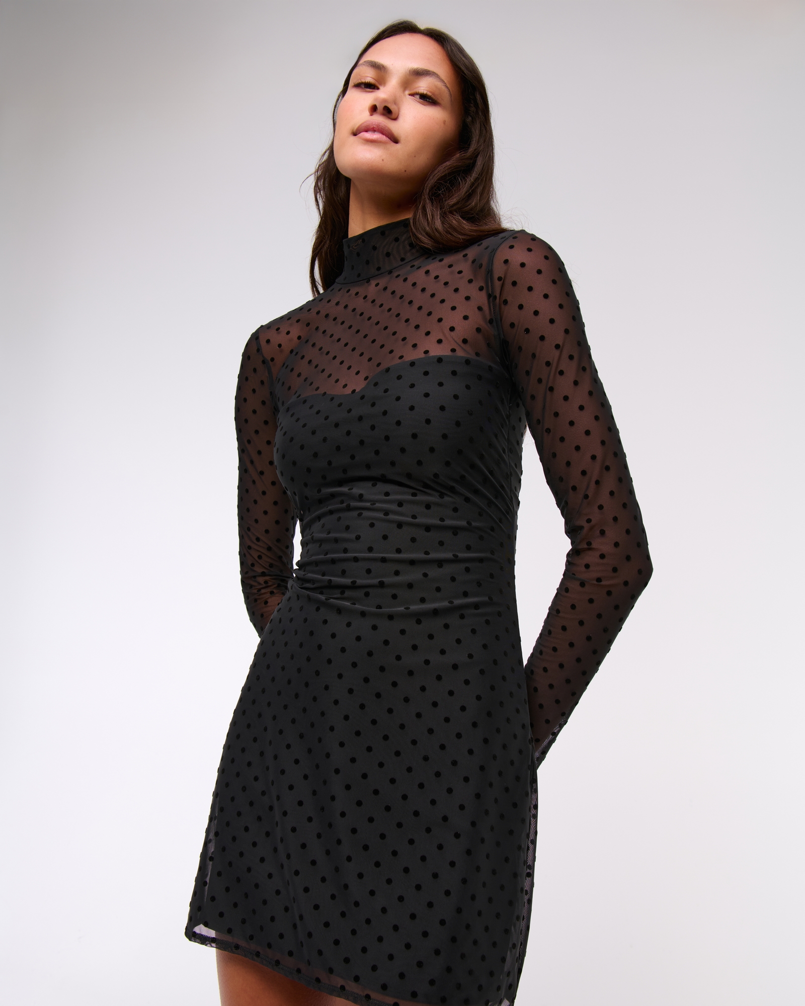 Bra Free Open-Back Mesh Mini Dress