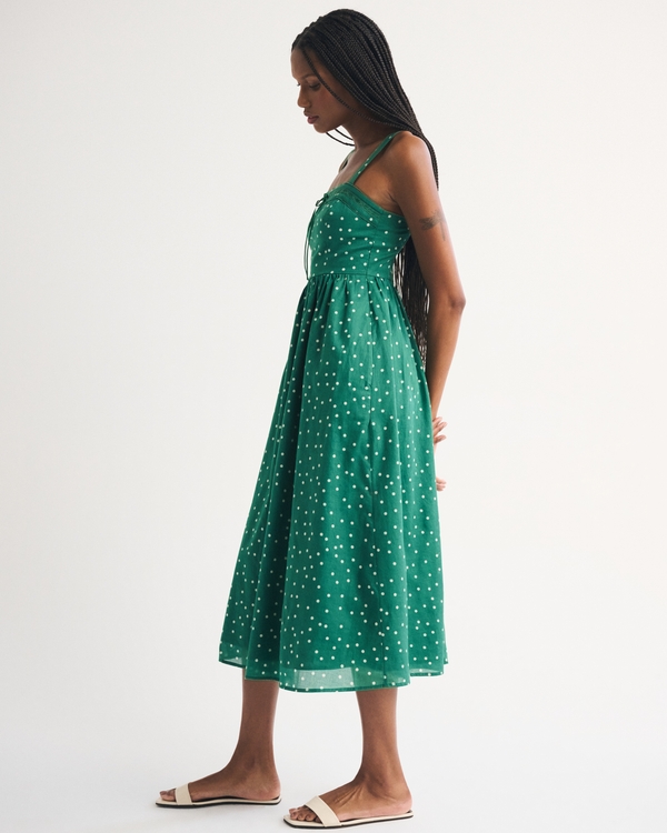 abercrombie green polka dot dress Women's 100% Cotton A&F Emerson Midi in | Size XS TALL RD-08.06.26