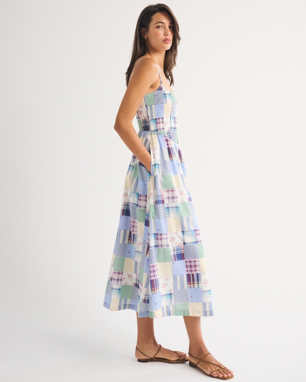 abercrombie & fitch women's dipped-waist smocked midi dress reviews Sydney Smocked Midi Dress Abercrombie