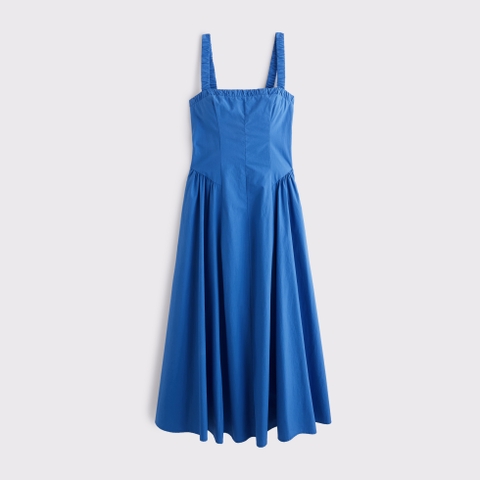 Женские платья Abercrombie & Fitch 100% Cotton Ruched Neckline Dipped Waist Midi Dress