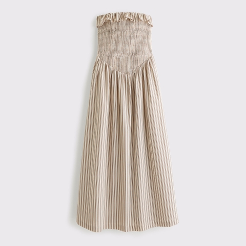 Женские платья Abercrombie & Fitch A&F Sydney Smocked Strapless Dipped-Waist Midi Dress