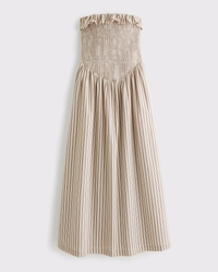 A&F Sydney Smocked Strapless Dipped-Waist Maxi Dress
