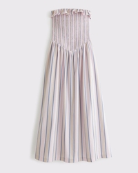 A&F Sydney Smocked Strapless Dipped-Waist Maxi Dress