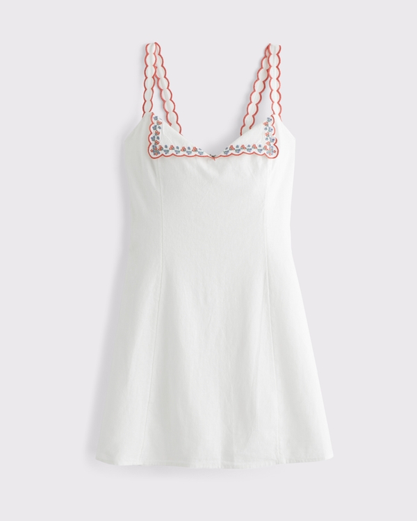 Women's Linen-Blend Embroidered Mini Dress | Women's Dresses & Jumpsuits |  Abercrombie.com