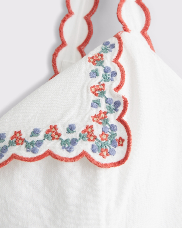embroidered linen-blend mini dress White Cut Out Mini Verana Dress XXL