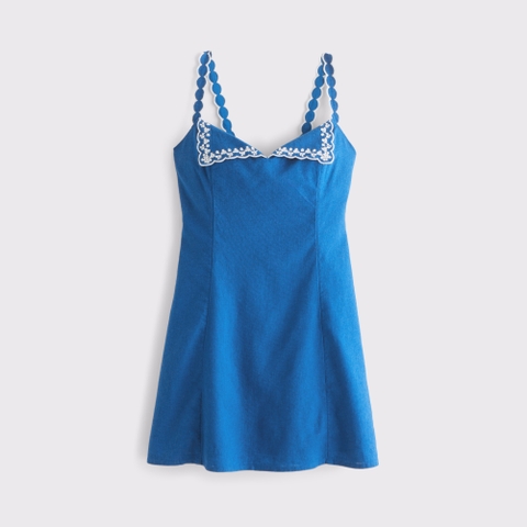Женские платья Abercrombie & Fitch Linen-Blend Embroidered Mini Dress