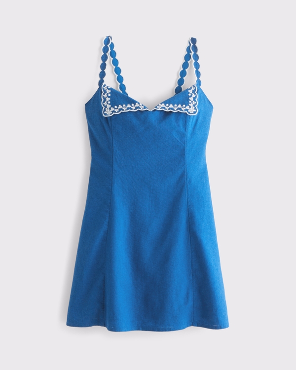 blue embroidered mini dress Bail Blue Sealace Strapless Embroidered Mini Dress main image 0