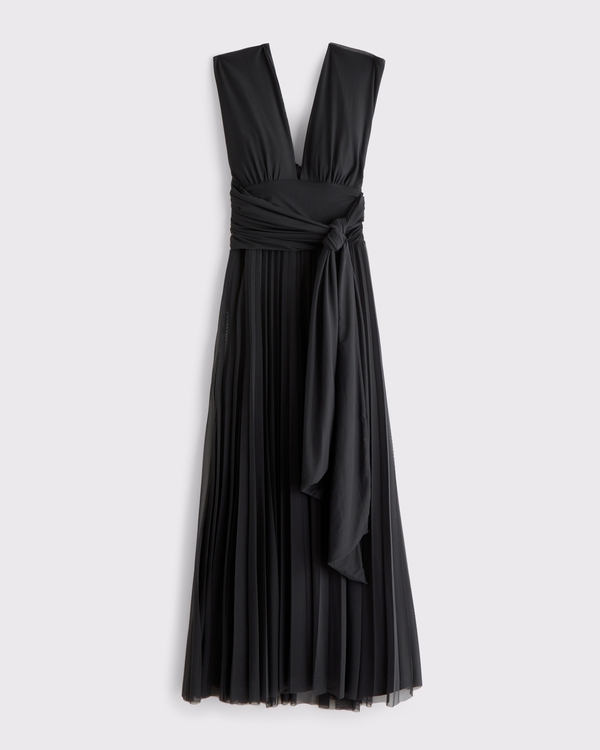 abercrombie and fitch giselle pleated dress & Cutout Maxi Navy Blue Satin removable straps and straight neckline Abercrombie & Fitch strapless giselle