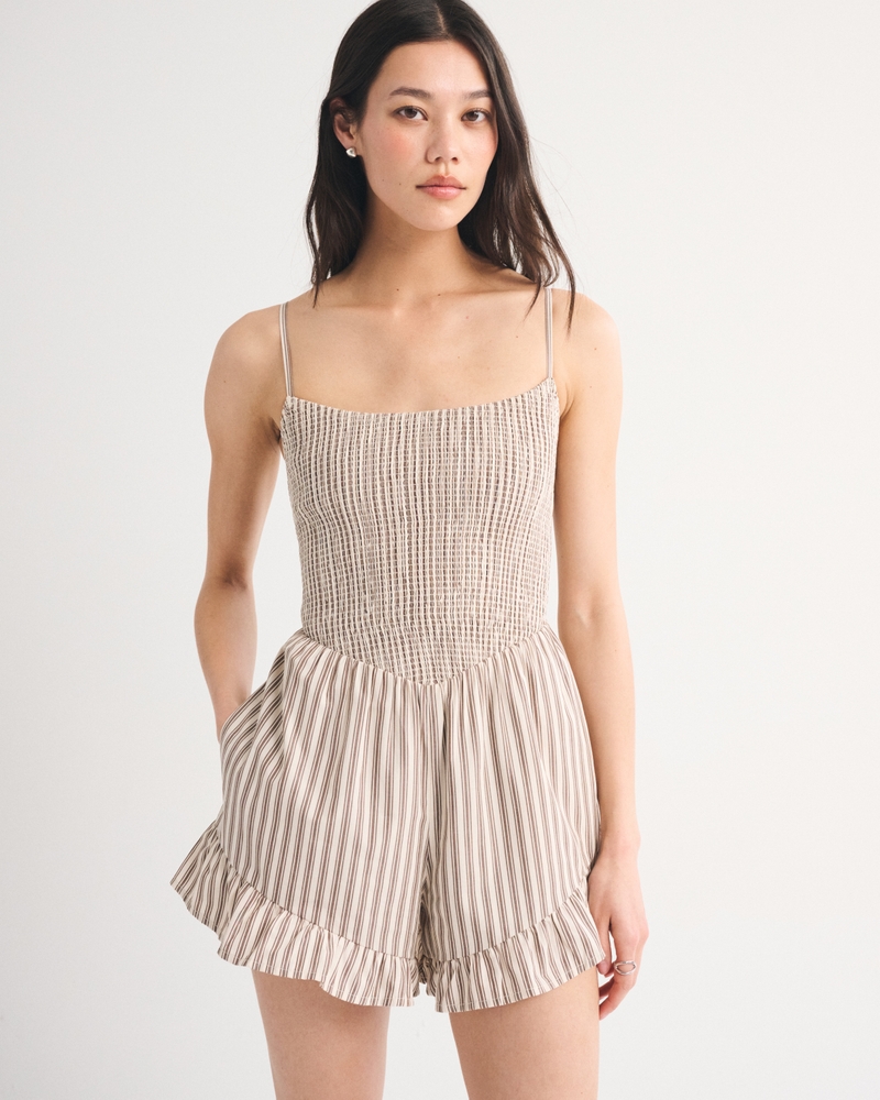 A&F Sydney Smocked Dipped-Waist Romper - thumbnail 3