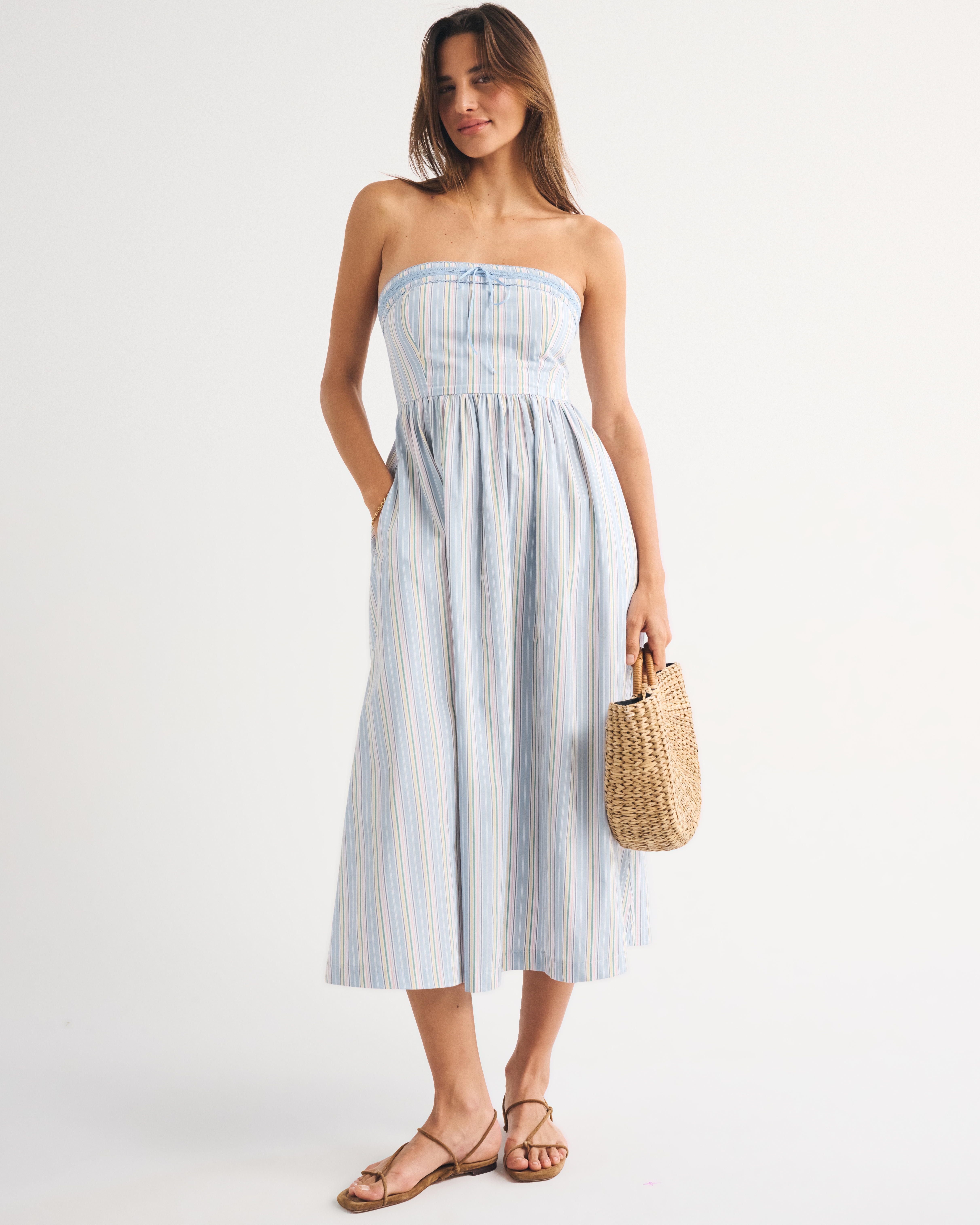 Женские платья Abercrombie & Fitch A&F Emerson Strapless Midi Dress — фото 2