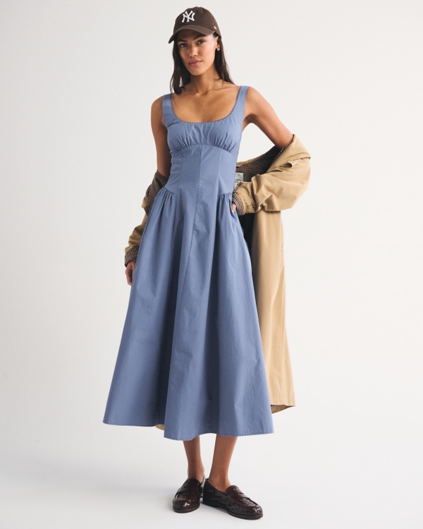 A&F Bra-Free Dylan Midi Dress, Blue Fog view 1