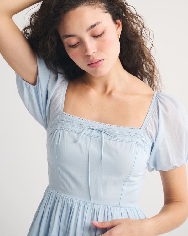 A&F Emerson Puff Sleeve Midi Dress, Pastel Blue view 2