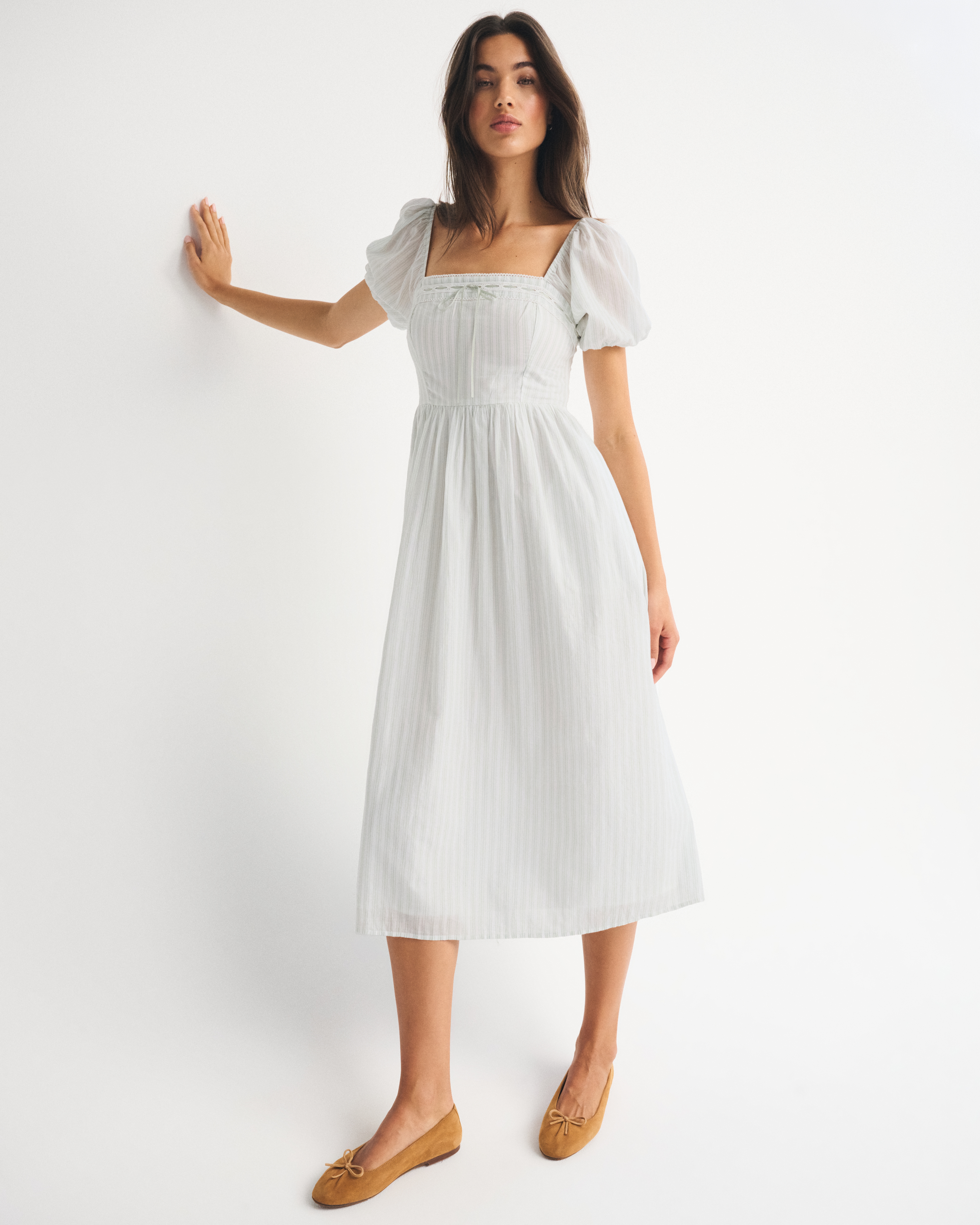 A&F Emerson Puff Sleeve Midi Dress - Blue Floral