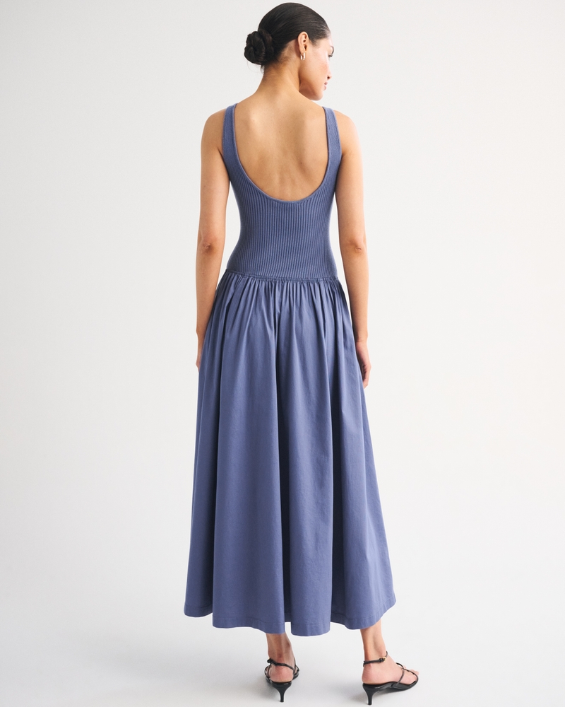Mixed Fabric High-Neck Maxi Dress - thumbnail 4
