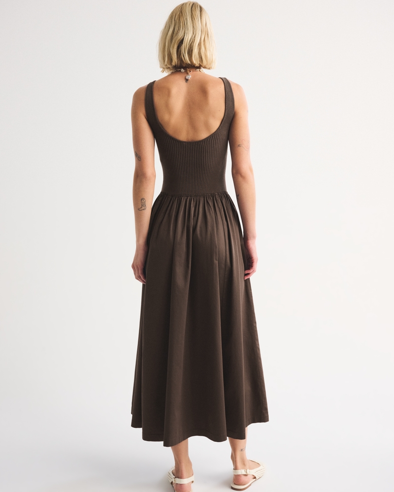 Mixed Fabric High-Neck Maxi Dress - thumbnail 9