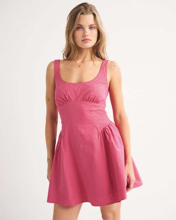 100% Cotton A&F Bra-Free Dylan Mini Dress, Pink view 2