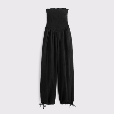 Женские комбинезоны Abercrombie & Fitch 100% Cotton A&F Sydney Smocked Strapless Balloon Leg Jumpsuit