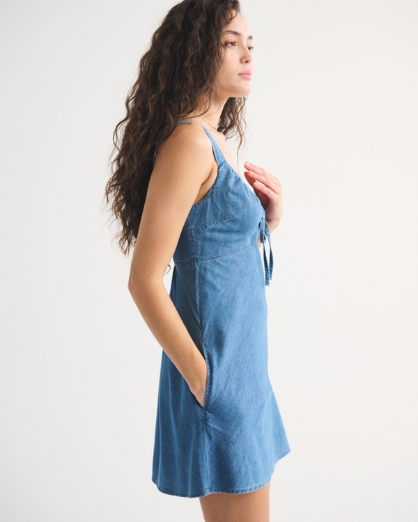 Women's Bra-Free Tie-Front Chambray Mini Dress | Women's Dresses &  Jumpsuits | Abercrombie.com