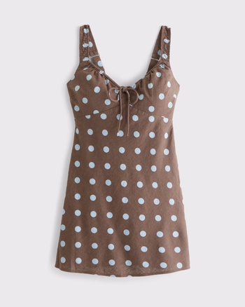 ABERCROMBIE & FITCH Women's Bra-Free Tie-Front Linen-Blend Mini Dress | Women's New Arrivals | Abercrombie.com