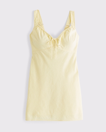 Bra-Free Tie-Front Linen-Blend Mini Dress