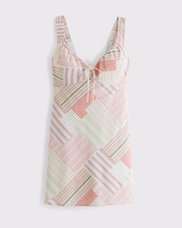 Bra-Free Tie-Front Linen-Blend Mini Dress