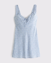 Bra-Free Tie-Front Linen-Blend Mini Dress