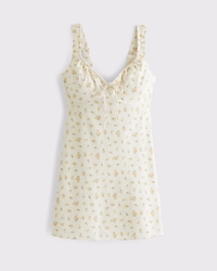 Bra-Free Tie-Front Linen-Blend Mini Dress