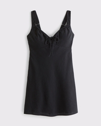 Bra-Free Tie-Front Linen-Blend Mini Dress