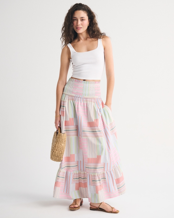 A&F Sydney Smocked Convertible Midi Dress, Peony Pattern view 2