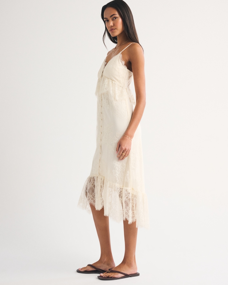 Bra-Free Button-Through Lace Duster Midi Dress - thumbnail 8