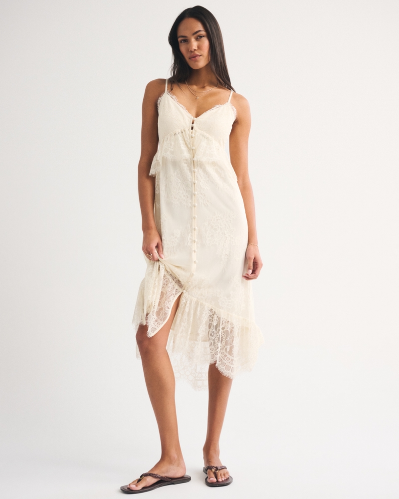 Bra-Free Button-Through Lace Duster Midi Dress - thumbnail 10
