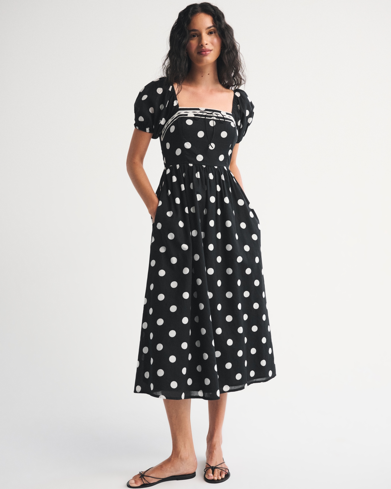 A&F Emerson Puff Sleeve Midi Dress