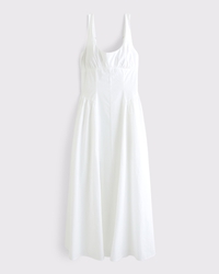 Bra-Free Scoopneck Dipped-Waist Midi Dress