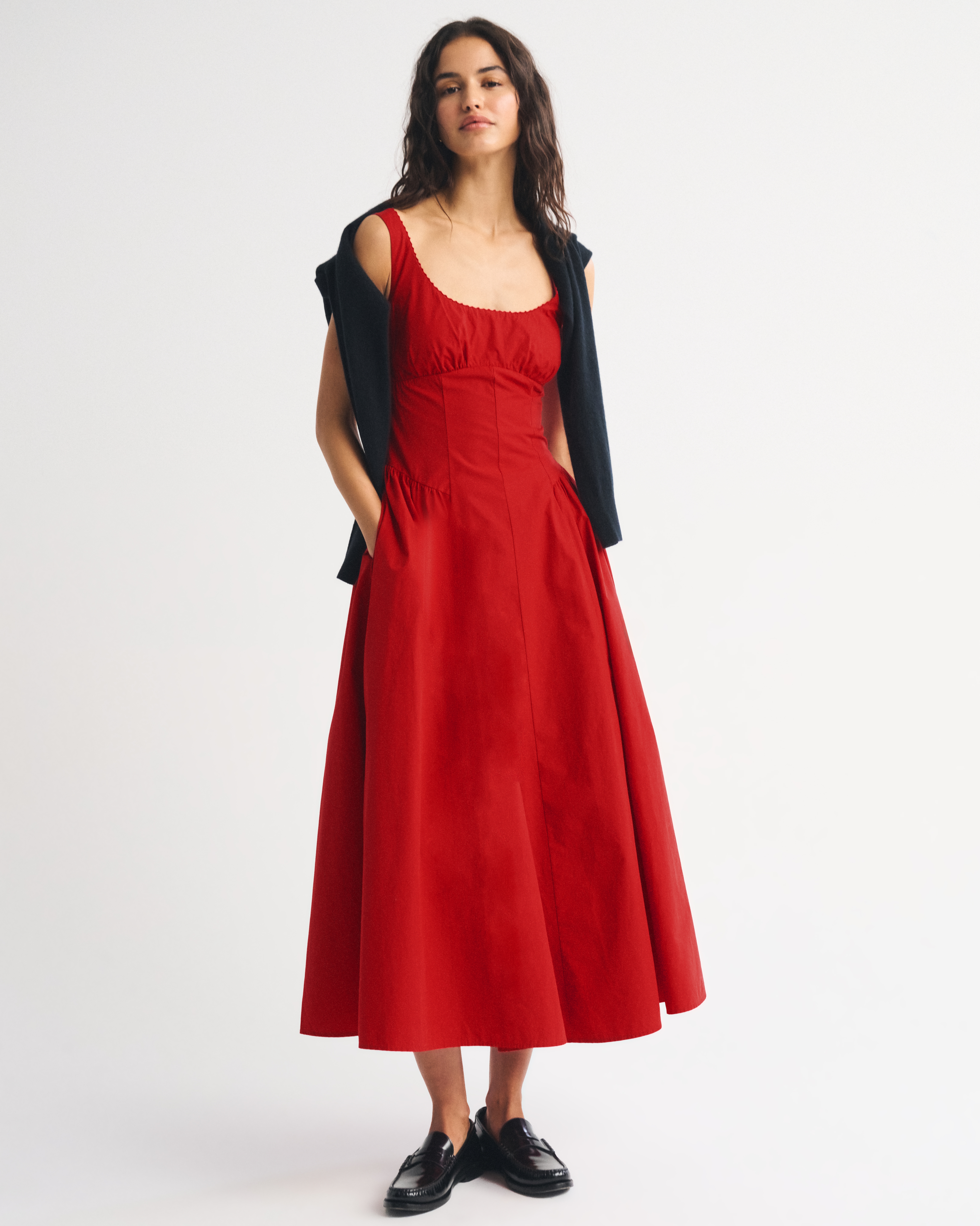 A&F Bra-Free Dylan Midi Dress - Navy