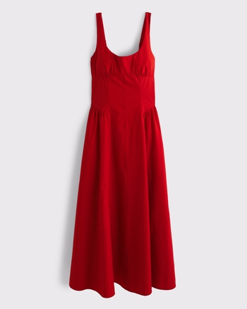 Women's Bra-Free Scoopneck Dipped-Waist Midi Dress | Women's Dresses & Jumpsuits | Abercrombie.com