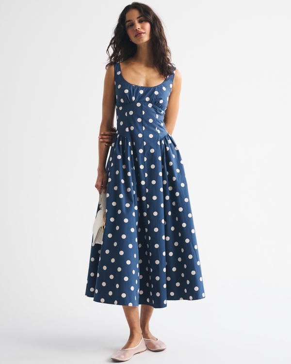 A&F Bra-Free Dylan Midi Dress, Navy view 1