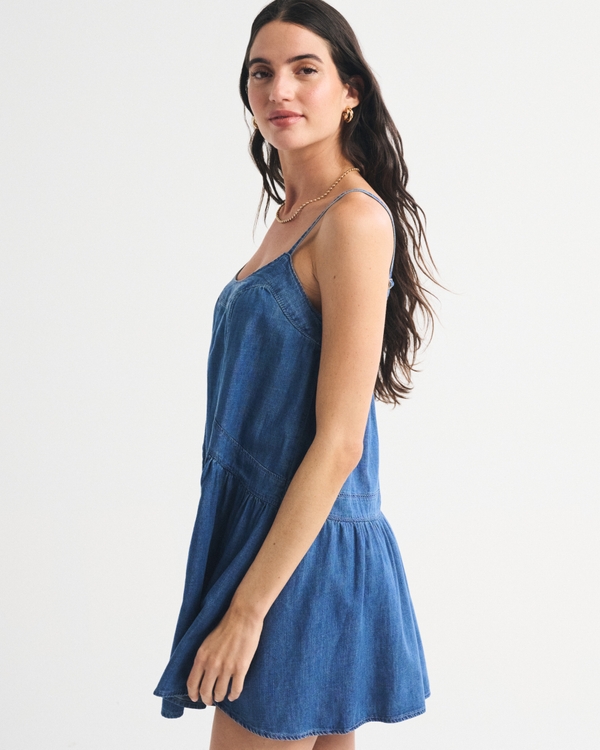 green emerald velvet dress Trendy Girl Next Door Strapless Denim Mini Dress