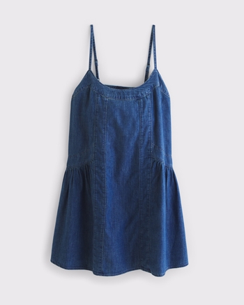 Denim Scoopneck Flowy Mini Dress
