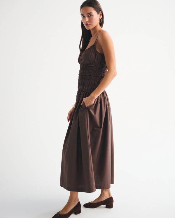 Bra-Free Smocked Drop-Waist Maxi Dress