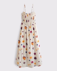 A&F Sydney Smocked Dipped-Waist Midi Dress