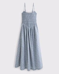 A&F Sydney Smocked Dipped-Waist Midi Dress