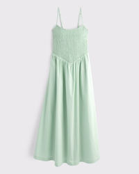 A&F Sydney Smocked Dipped-Waist Midi Dress