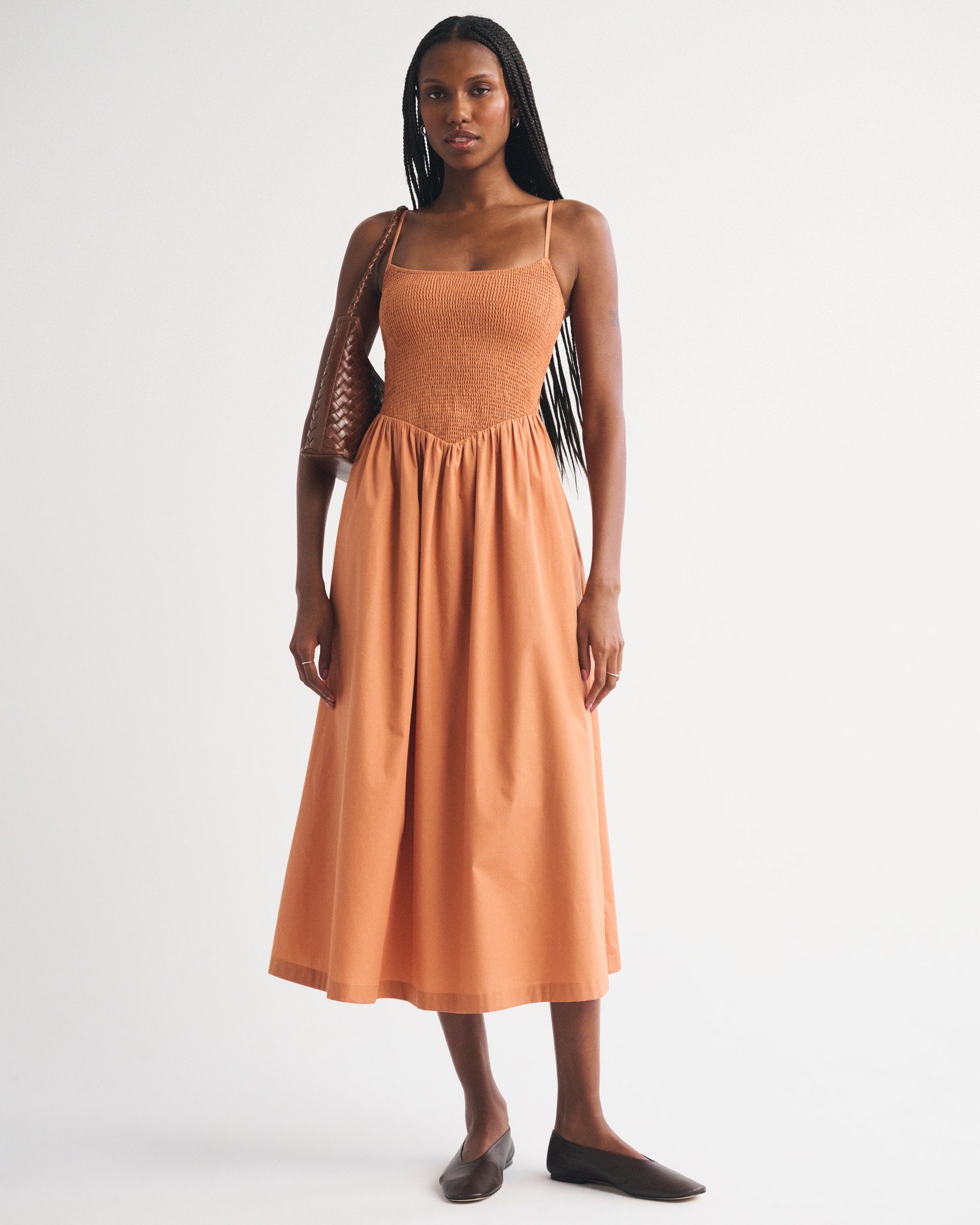 knee length dresses for ladies Liv Smocked Midi Dress main image 0