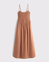 A&F Sydney Smocked Dipped-Waist Midi Dress