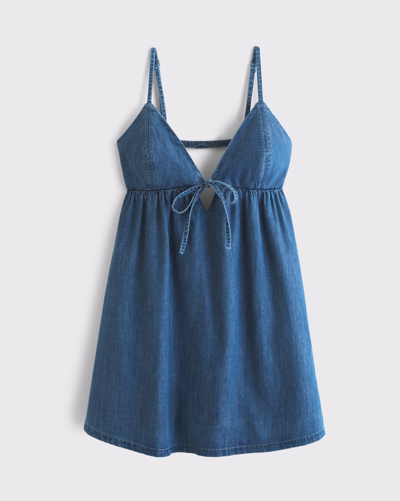 Women's Bra-Free Tie-Front Chambray Skort | Women's Dresses