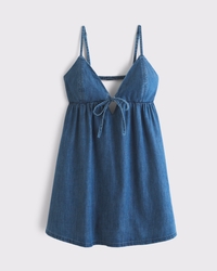 Bra-Free Tie-Front Chambray Skort