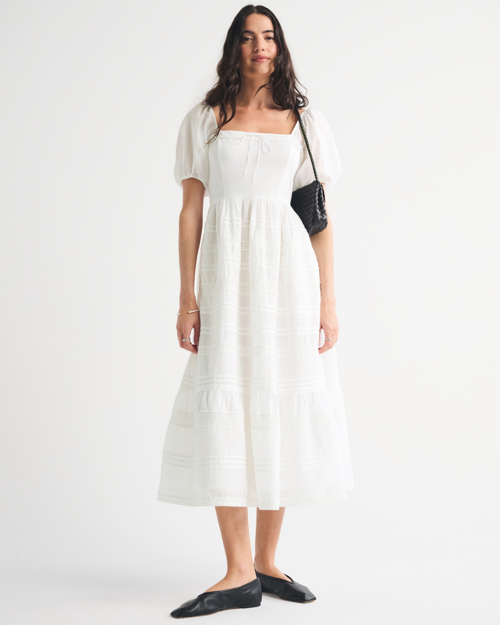 abercrombie puff sleeve midi corset dress Lisaslifelooks on LTK