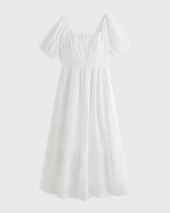 A&F Emerson Puff Sleeve Lace-Trim Midi Dress from Abercrombie & Fitch - $99.99