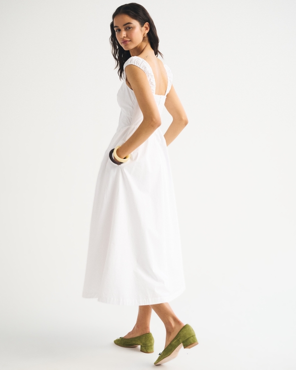 high waist cap sleeve midi dress Sequnece Embroidered Chambray Cotton Long Shirt Dress with Side Slit –  Siddhaarth Oberoi Shirts main image 0