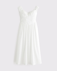 Bra-Free Cap Sleeve Dipped Waist Midi Dress